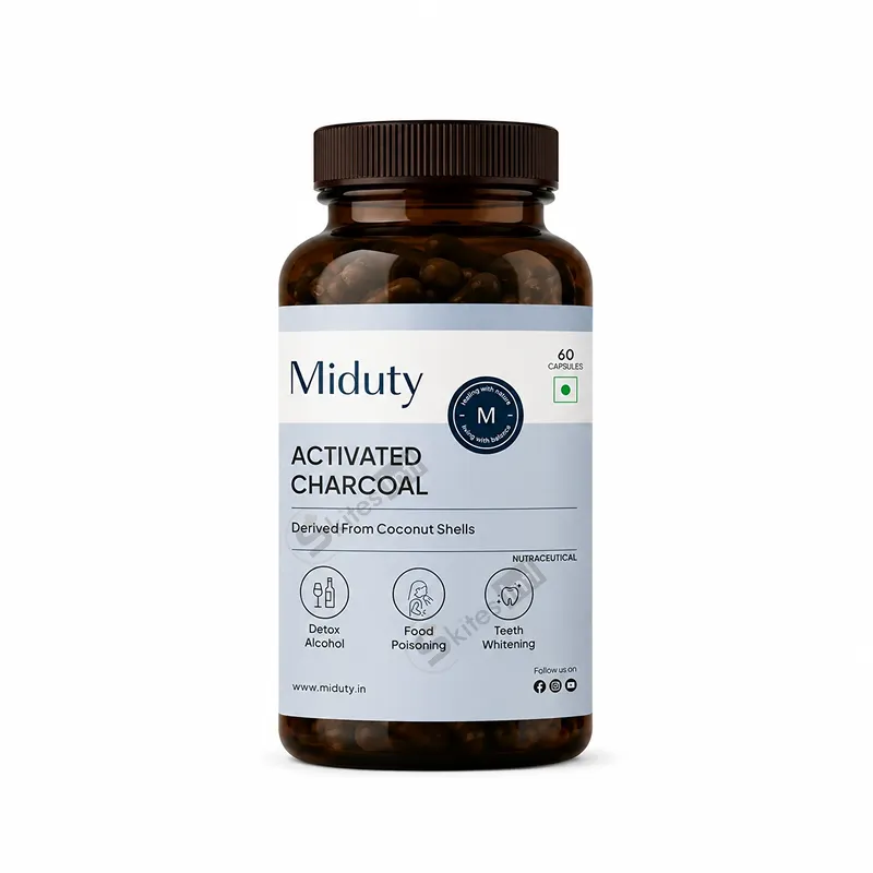 Miduty Activated Charcoal - 600Mg (60 Tablets)
